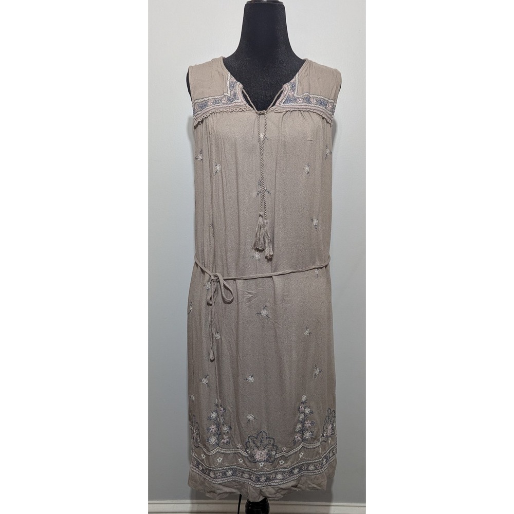 Z5 Fourteenth Place Gray Dress, Sz L, Daisy Boho Breezy Casual‎ Teacher Offic